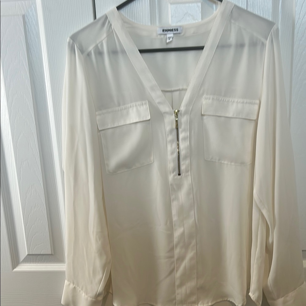 Express Cream Sheer 3/4 Sleeve Blouse